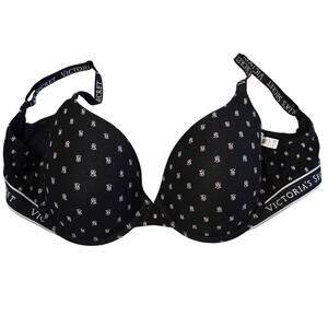 Victoria’s Secret T Shirt Demi Bra 36D Black White VS Logo